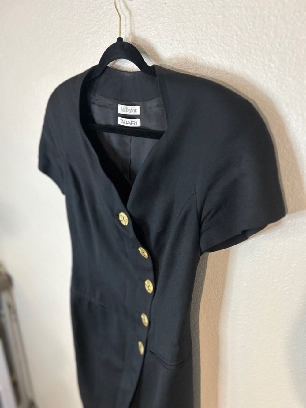 Vintage Ann Taylor x Tahari Black Dress with Gold Buttons - Picture 4 of 15